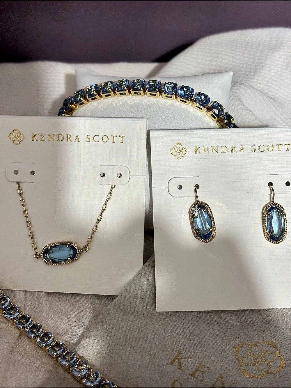 Kendra Scott Elisa Pendant Bracelet & Elle Drop Earrings Set Blue & Gold